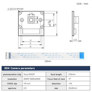 Module de caméra RDK X3 avec champ de vision de 77°