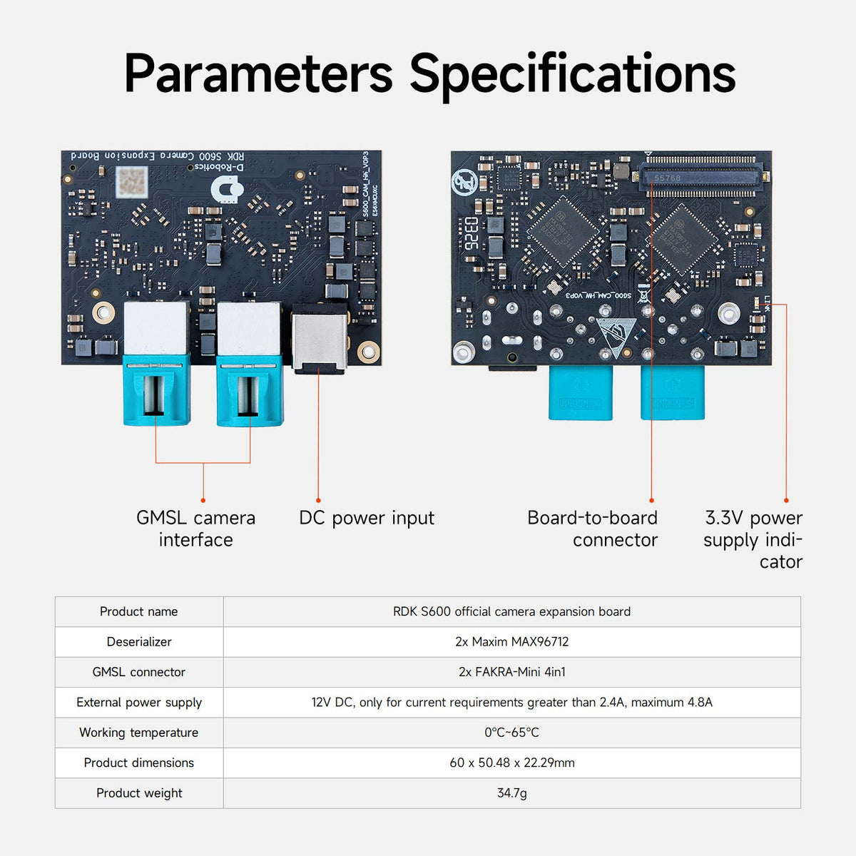 RDK S600 camera expansion board with 8-channels for GMSL