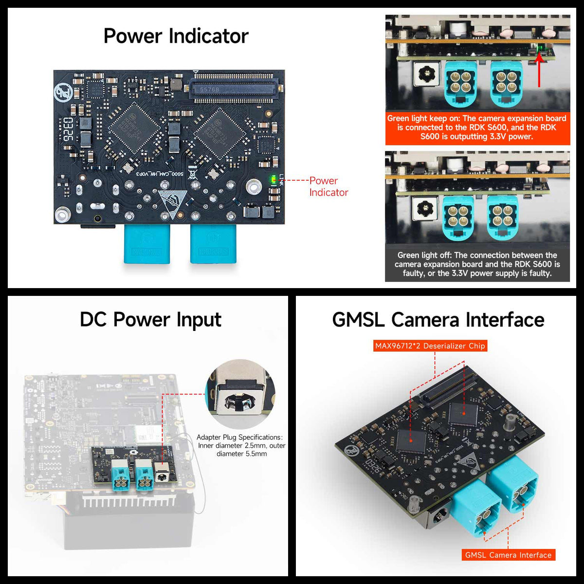 RDK S600 camera expansion board with 8-channels for GMSL