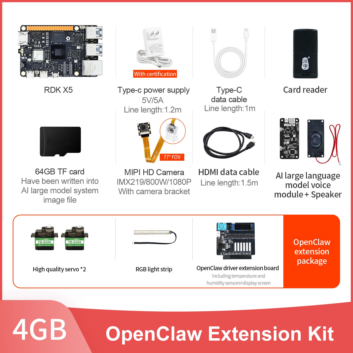 RDK X5 Robot Developer Kit support with 4G/8GB RAM