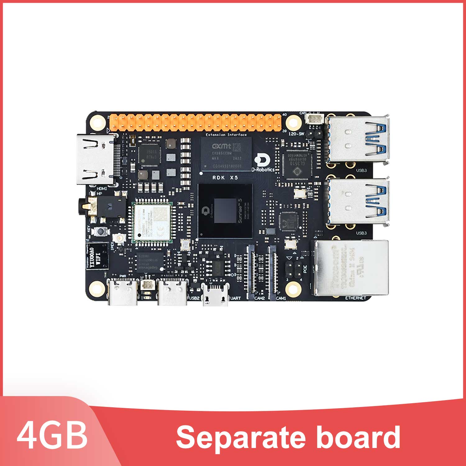 RDK X5 separate development board 4GB vertical screen display picture (white background)