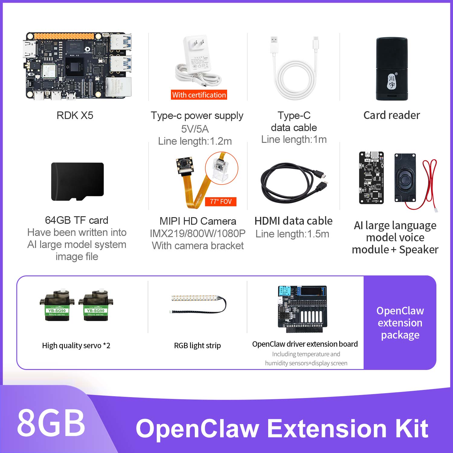 RDK X5 Robot Developer Kit support with 4G/8GB RAM