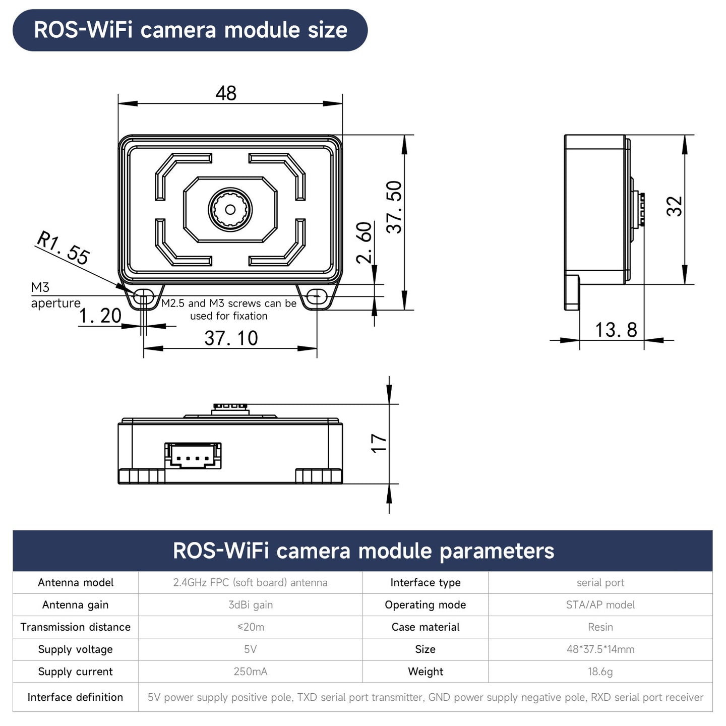 Module de caméra ROS-WiFi prenant en charge le robot ROS2