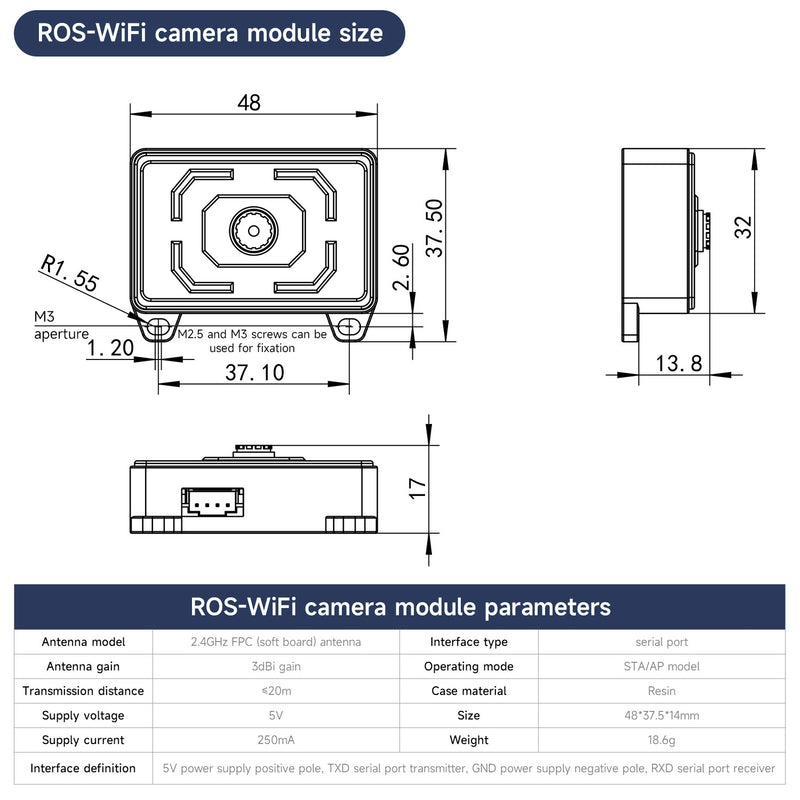 ROS-WiFi camera module support ROS2 robot