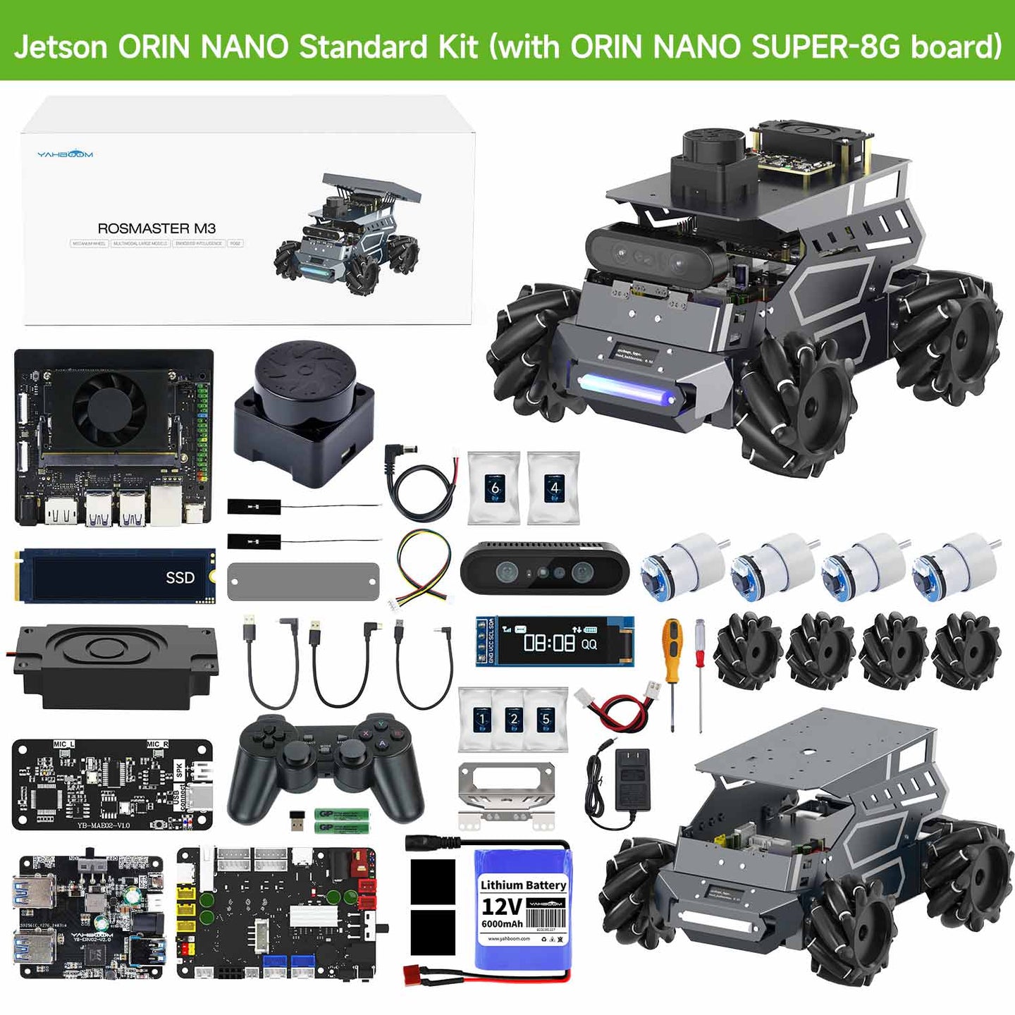 ROSMASTER M3 AI Large Model ROS2 Robot with Mecanum Wheel for Jetson Orin NANO/NX SUPER/RDK X5/RaspberryPi 5