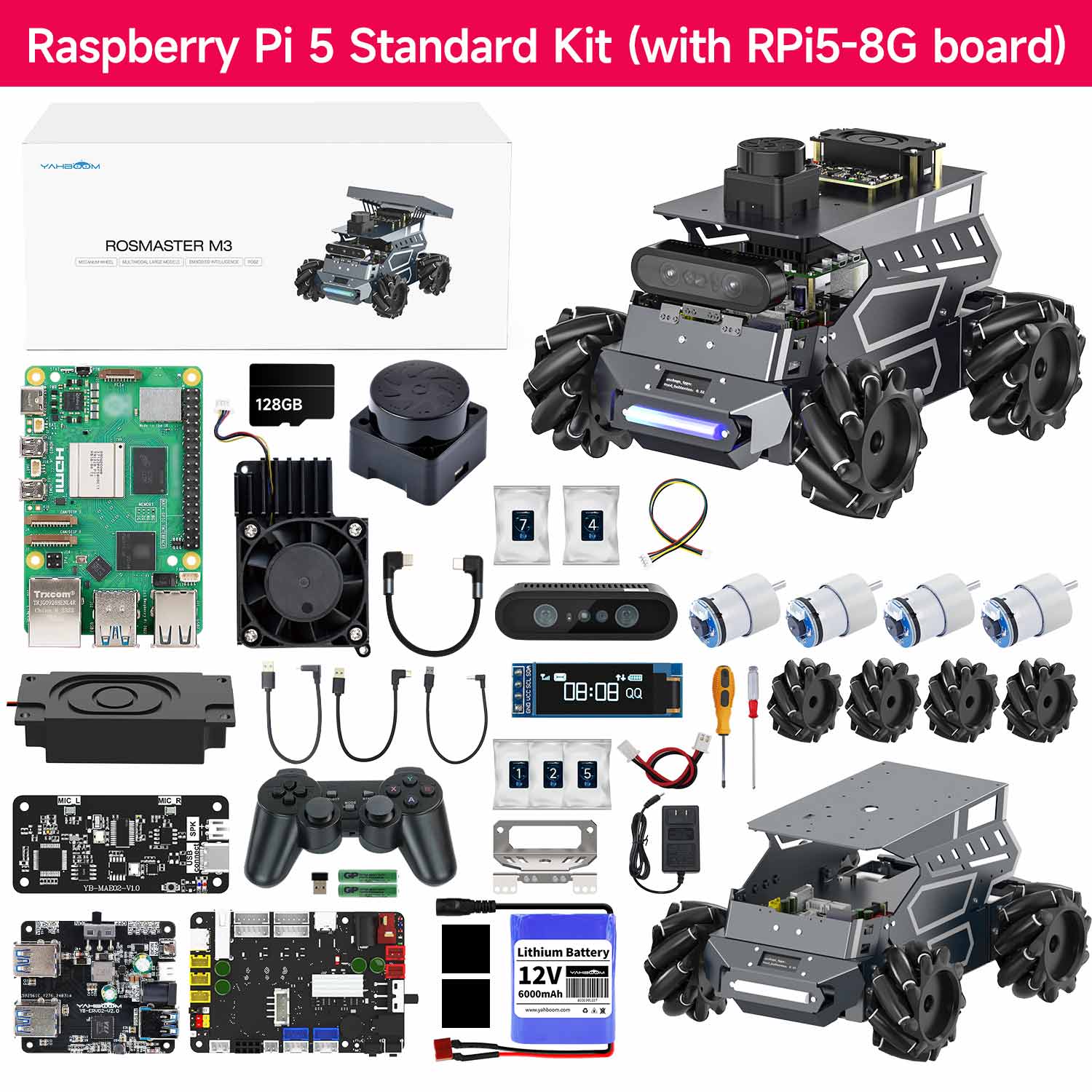 ROSMASTER M3 AI Large Model ROS2 Robot with Mecanum Wheel for Jetson Orin NANO/NX SUPER/RDK X5/RaspberryPi 5