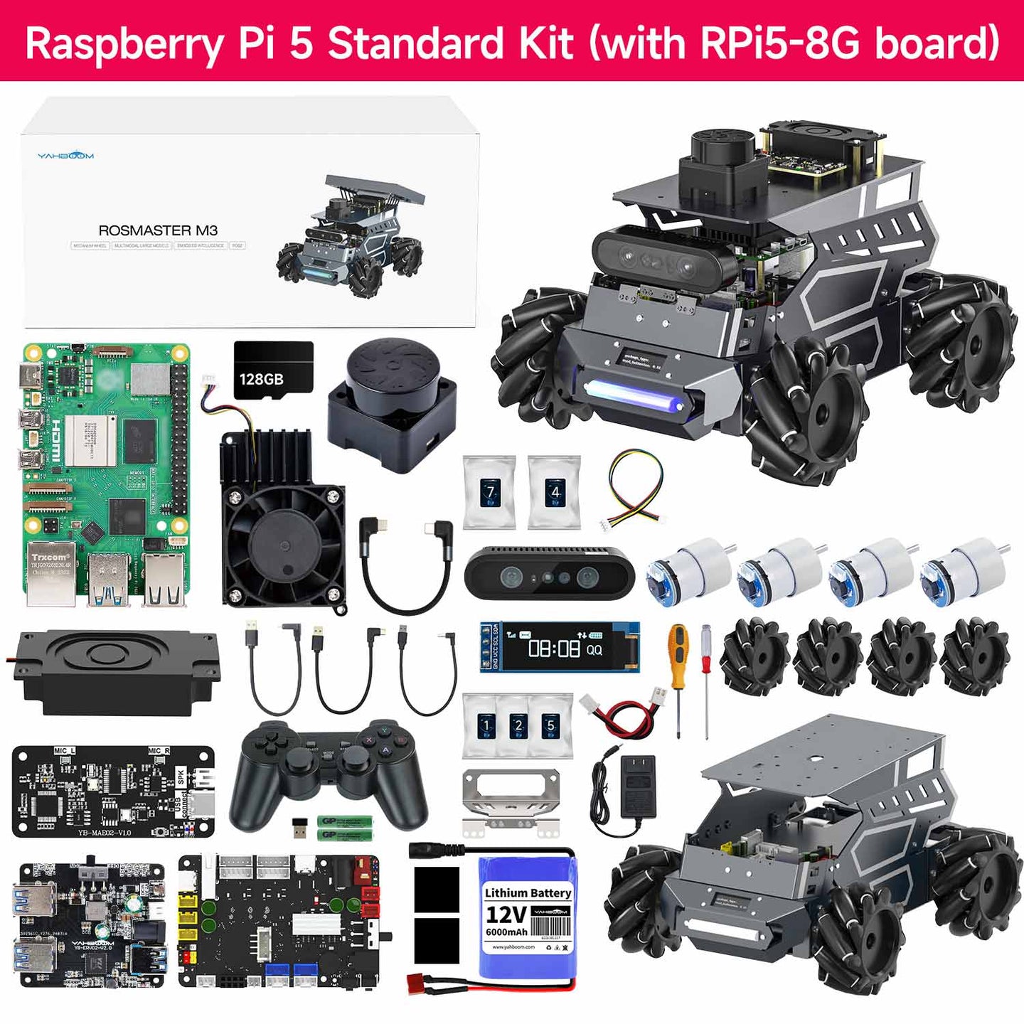 ROSMASTER M3 AI Large Model ROS2 Robot with Mecanum Wheel for Jetson Orin NANO/NX SUPER/RDK X5/RaspberryPi 5