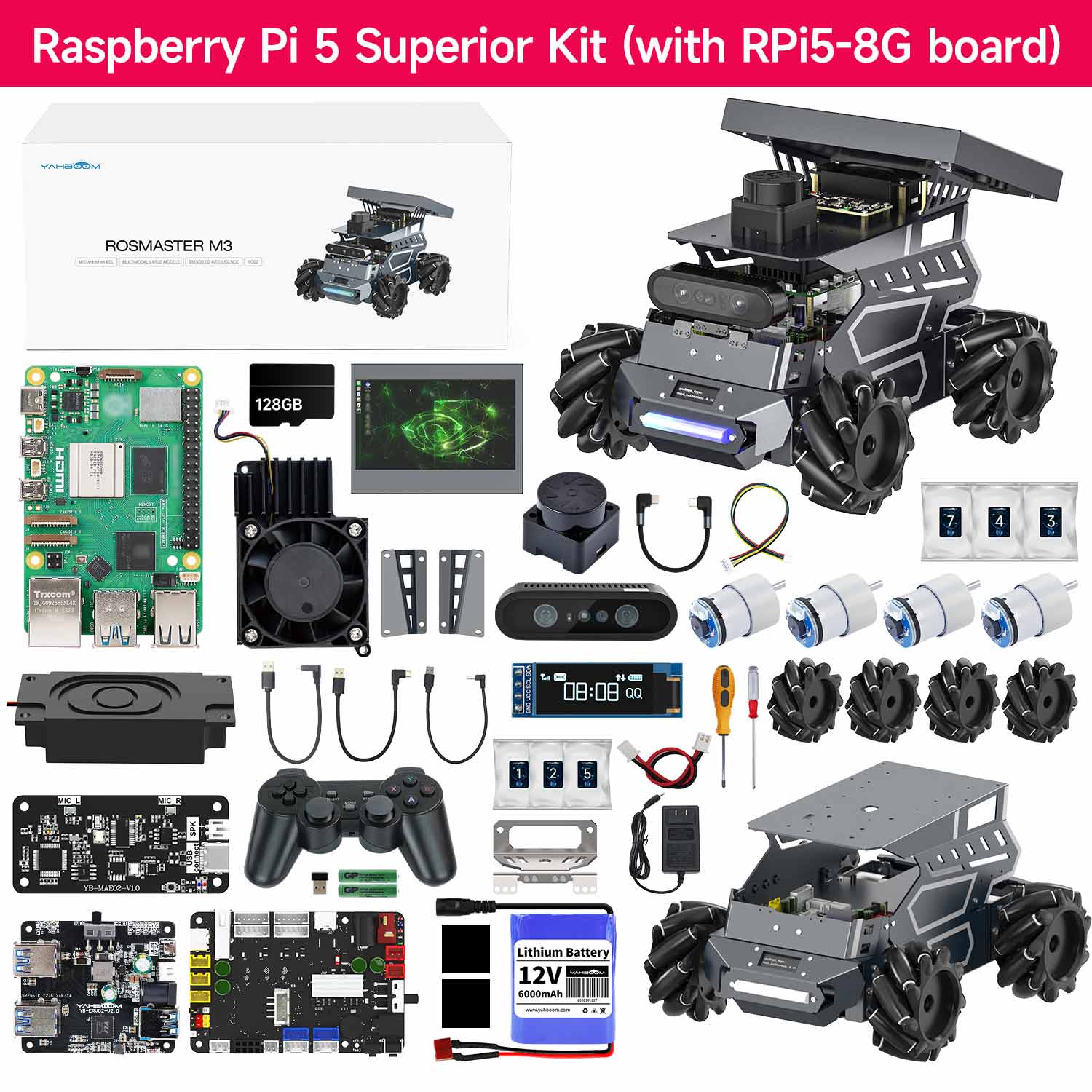ROSMASTER M3 AI Large Model ROS2 Robot with Mecanum Wheel for Jetson Orin NANO/NX SUPER/RDK X5/RaspberryPi 5