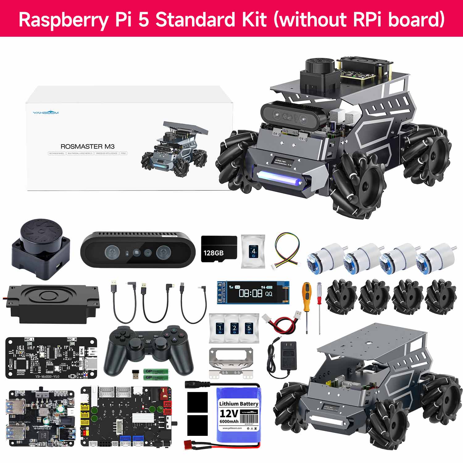 ROSMASTER M3 AI Large Model ROS2 Robot with Mecanum Wheel for Jetson Orin NANO/NX SUPER/RDK X5/RaspberryPi 5