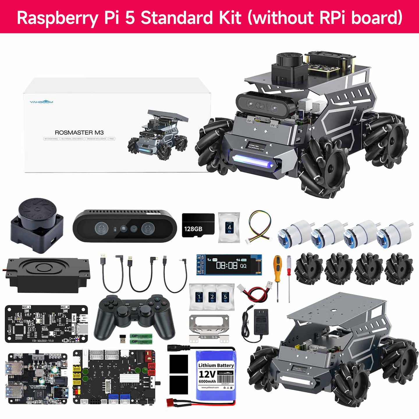 ROSMASTER M3 AI Large Model ROS2 Robot with Mecanum Wheel for Jetson Orin NANO/NX SUPER/RDK X5/RaspberryPi 5