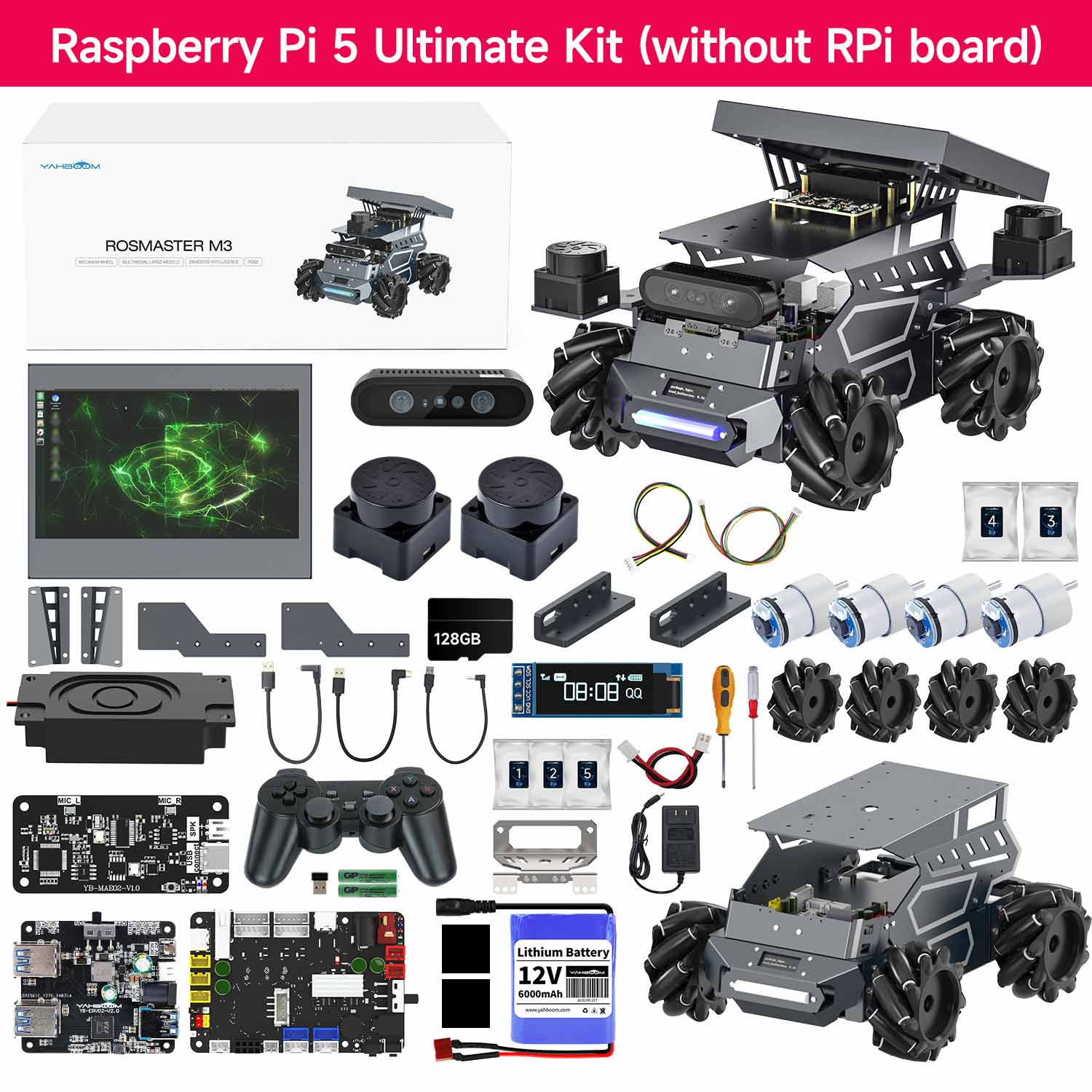 ROSMASTER M3 AI Large Model ROS2 Robot with Mecanum Wheel for Jetson Orin NANO/NX SUPER/RDK X5/RaspberryPi 5