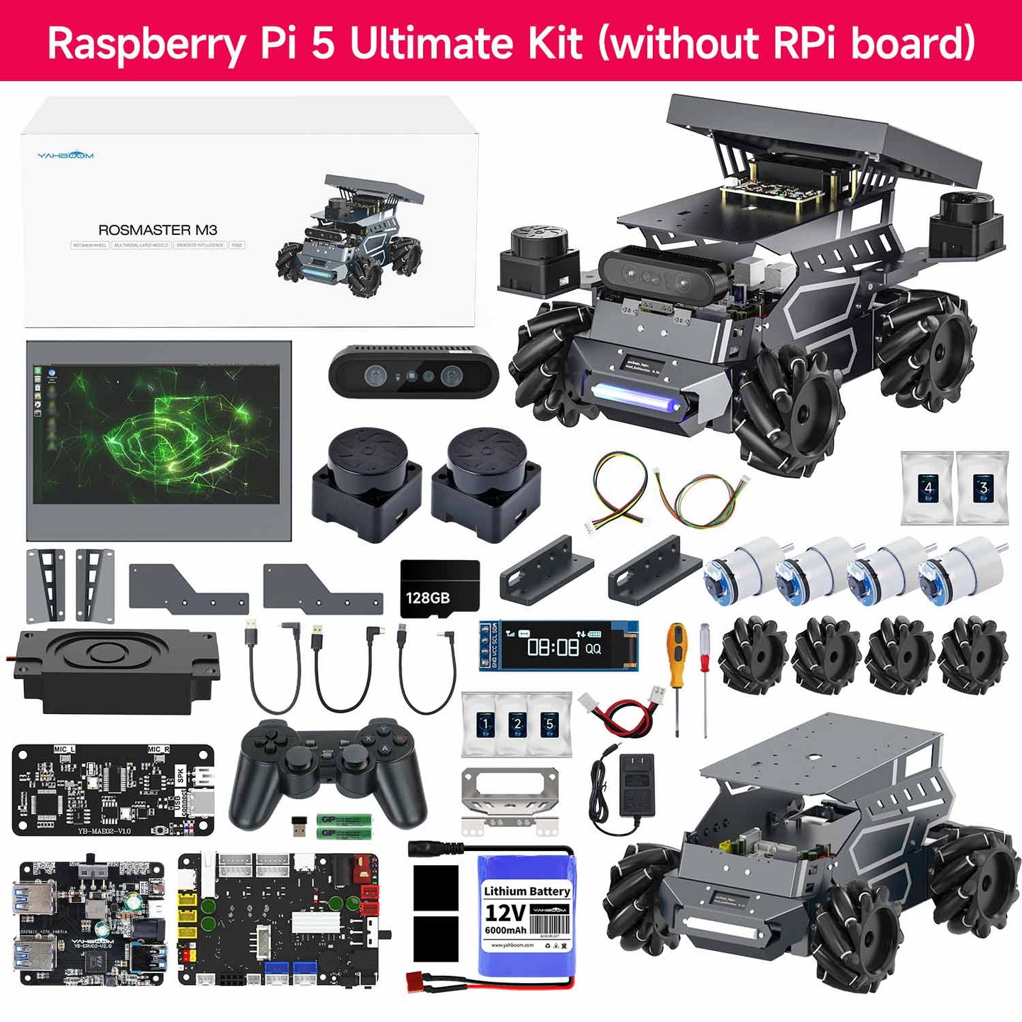 ROSMASTER M3 AI Large Model ROS2 Robot with Mecanum Wheel for Jetson Orin NANO/NX SUPER/RDK X5/RaspberryPi 5