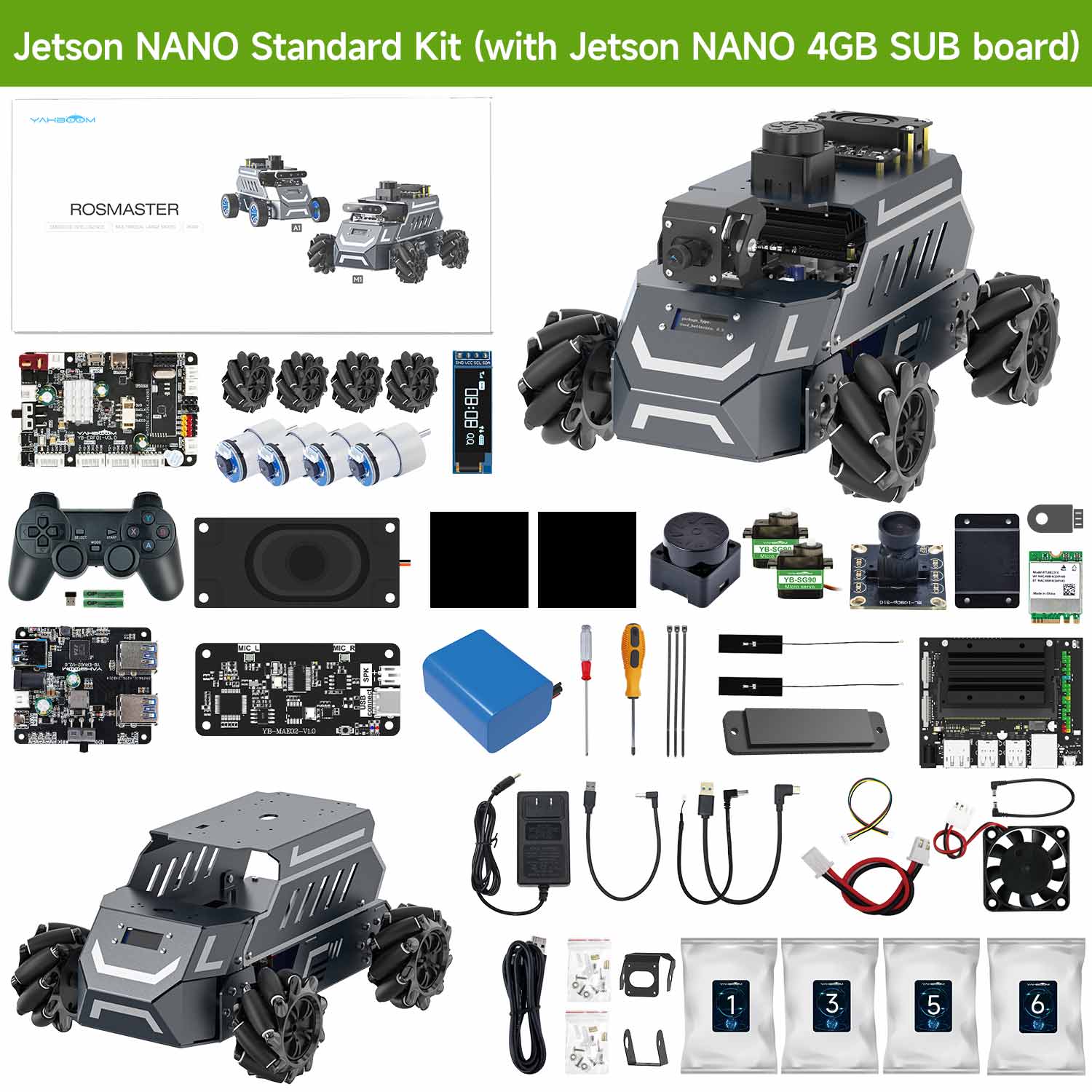 ROSMASTER M1 AI Large Model ROS2 Robot with Mecanum Wheel for Jetson NANO 4GB/Orin NANO SUPER/RDK X5/RaspberryPi 5