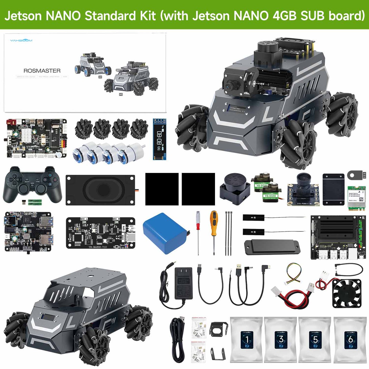 ROSMASTER M1 AI Large Model ROS2 Robot with Mecanum Wheel for Jetson NANO 4GB/Orin NANO SUPER/RDK X5/RaspberryPi 5
