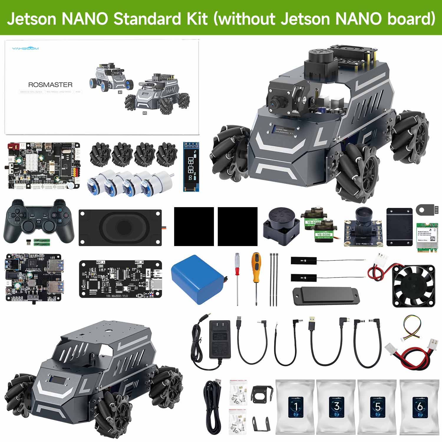 ROSMASTER M1 AI Large Model ROS2 Robot with Mecanum Wheel for Jetson NANO 4GB/Orin NANO SUPER/RDK X5/RaspberryPi 5