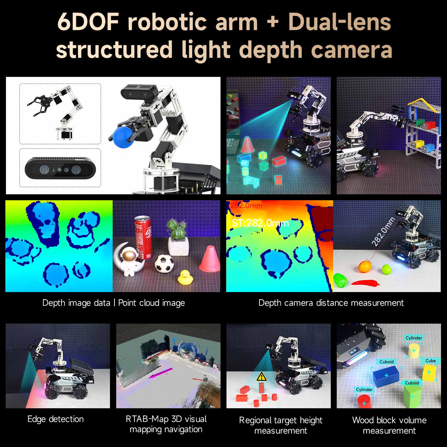 6DOF robotic arm + Dual-lensstructured light depth camera