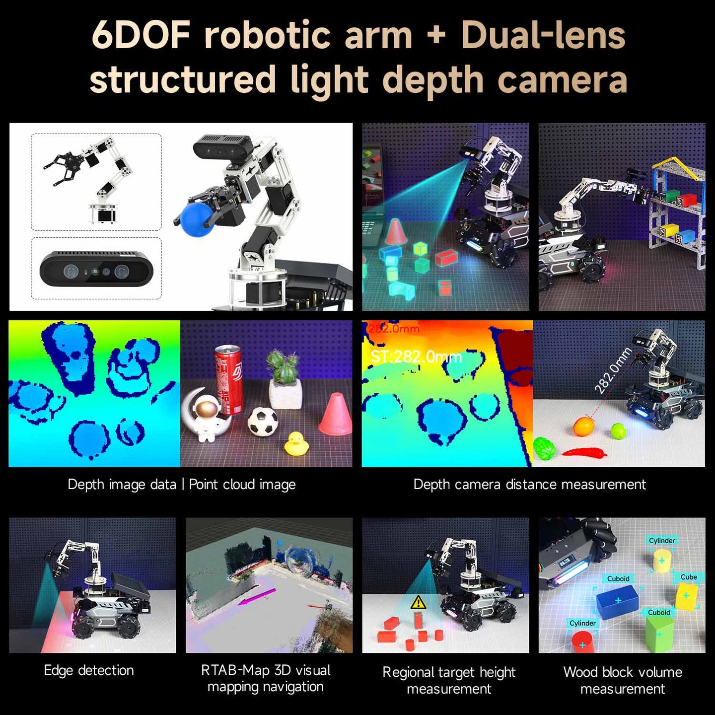 6DOF robotic arm + Dual-lensstructured light depth camera