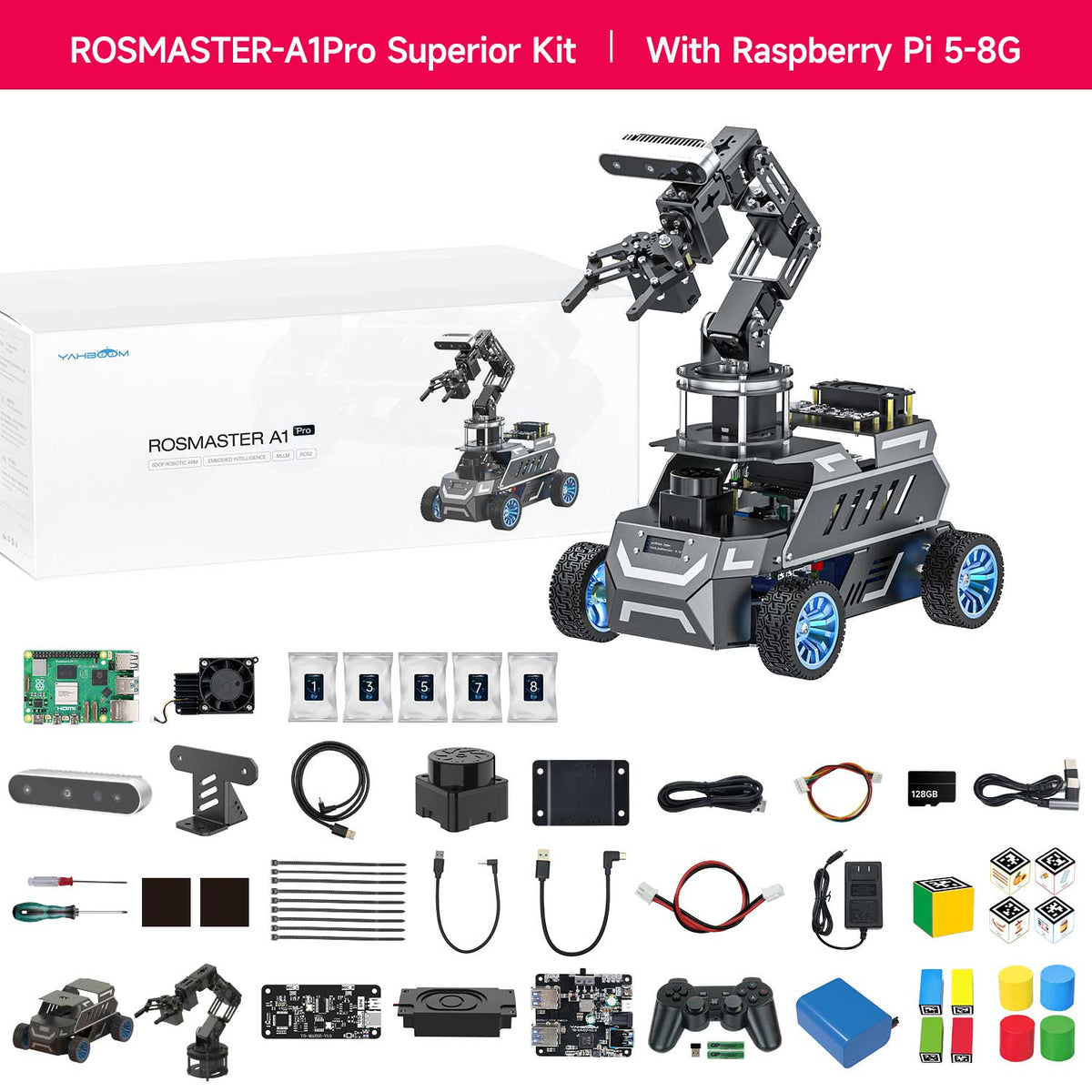 ROSMASTER M1 PRO & ROSMASTER A1 PRO AI Large Language Model ROS2 Robot for Jetson Orin NANO/NX SUPER/RDK X5/RaspberryPi 5