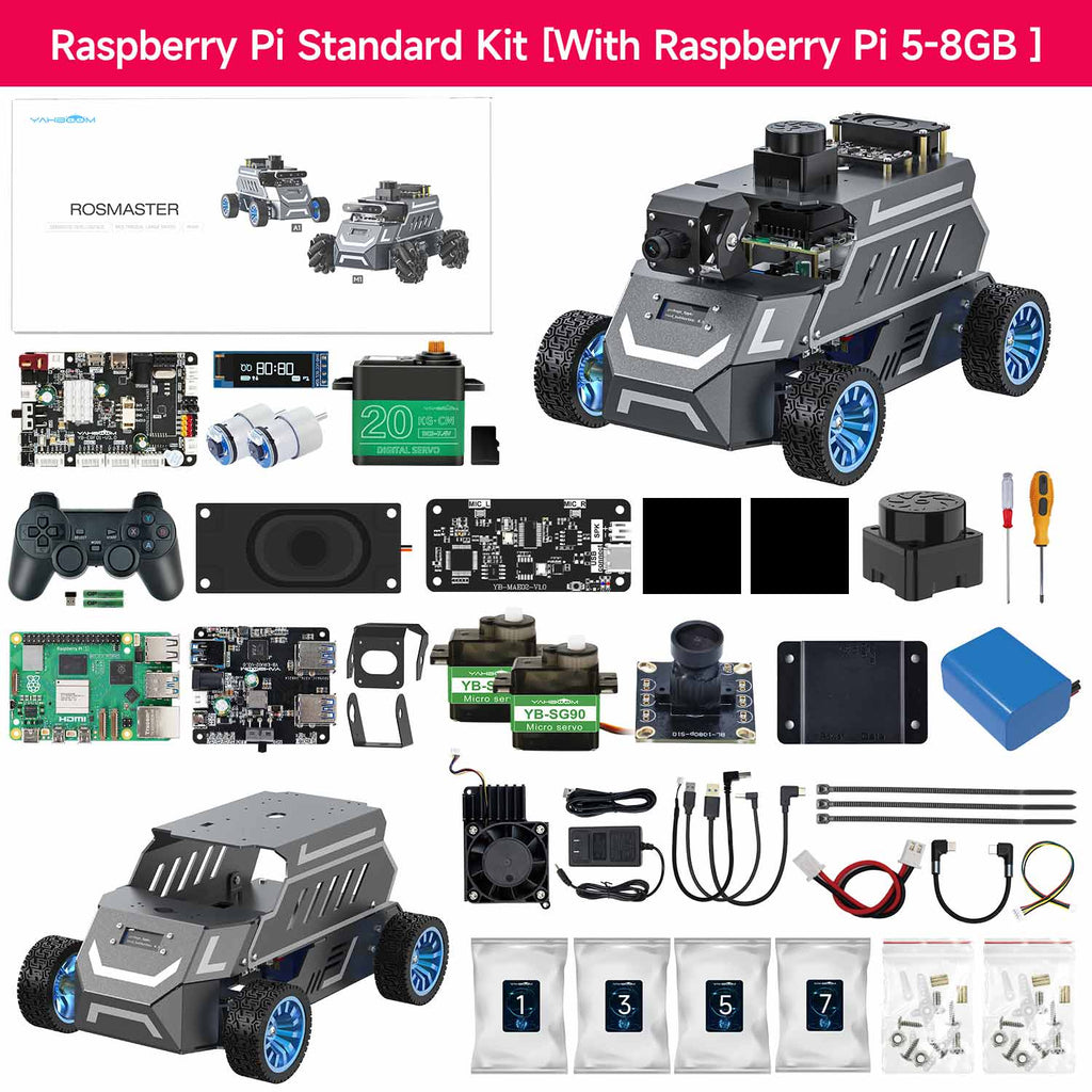 ROSMASTER A1 AI Large Model ROS2 Robot with Ackerman steering chassis Standard-with / RPi 5 8G