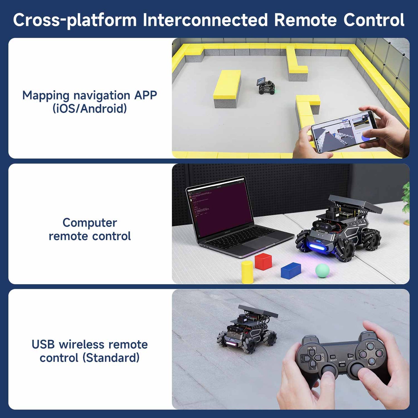 ROSMASTER M3 AI Large Model ROS2 Robot with Mecanum Wheel for Jetson Orin NANO/NX SUPER/RDK X5/RaspberryPi 5