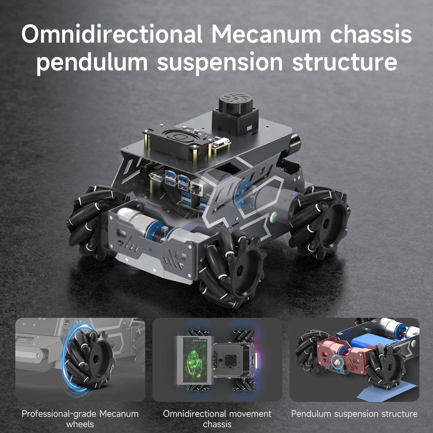 ROSMASTER M3 AI Large Model ROS2 Robot with Mecanum Wheel for Jetson Orin NANO/NX SUPER/RDK X5/RaspberryPi 5