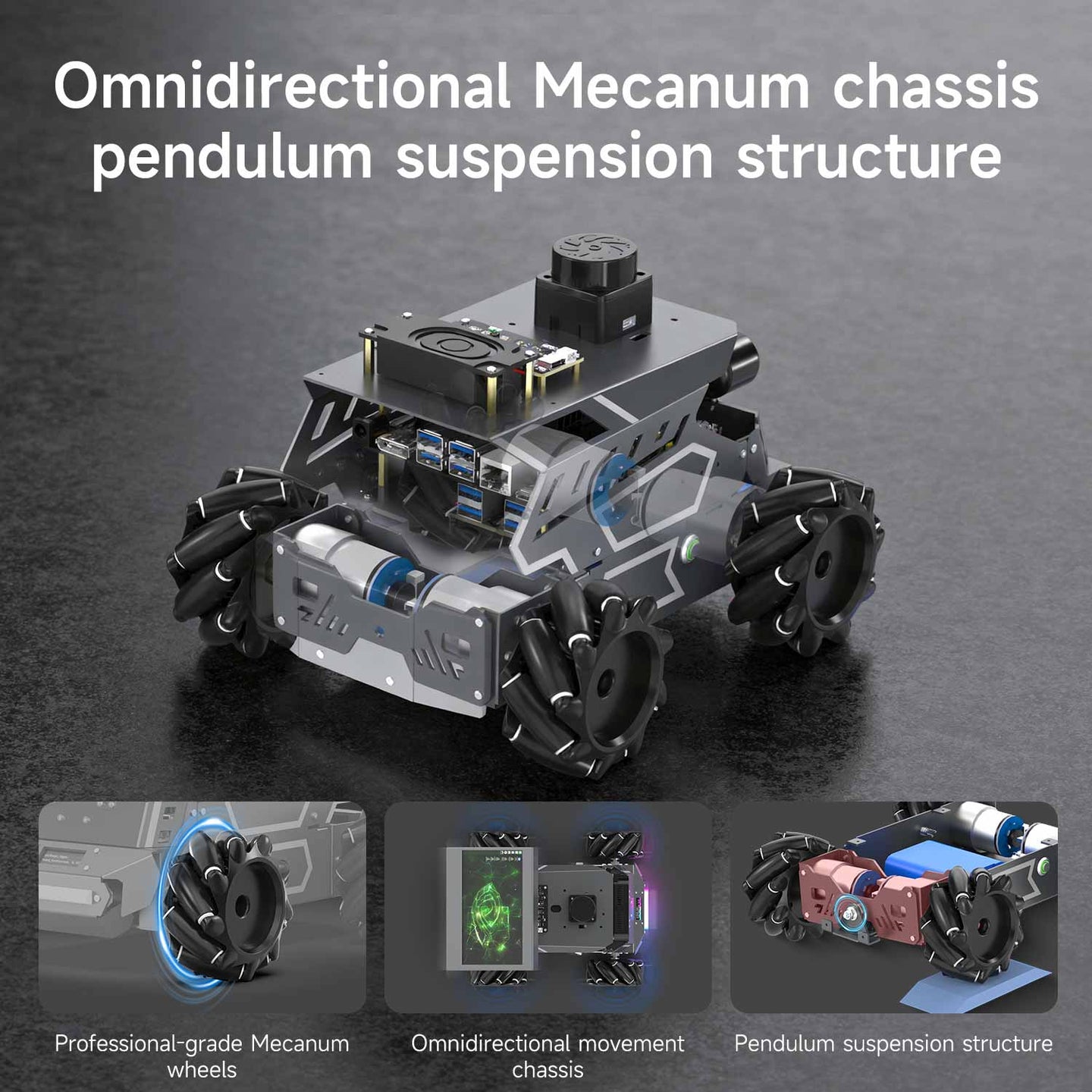 ROSMASTER M3 AI Large Model ROS2 Robot with Mecanum Wheel for Jetson Orin NANO/NX SUPER/RDK X5/RaspberryPi 5