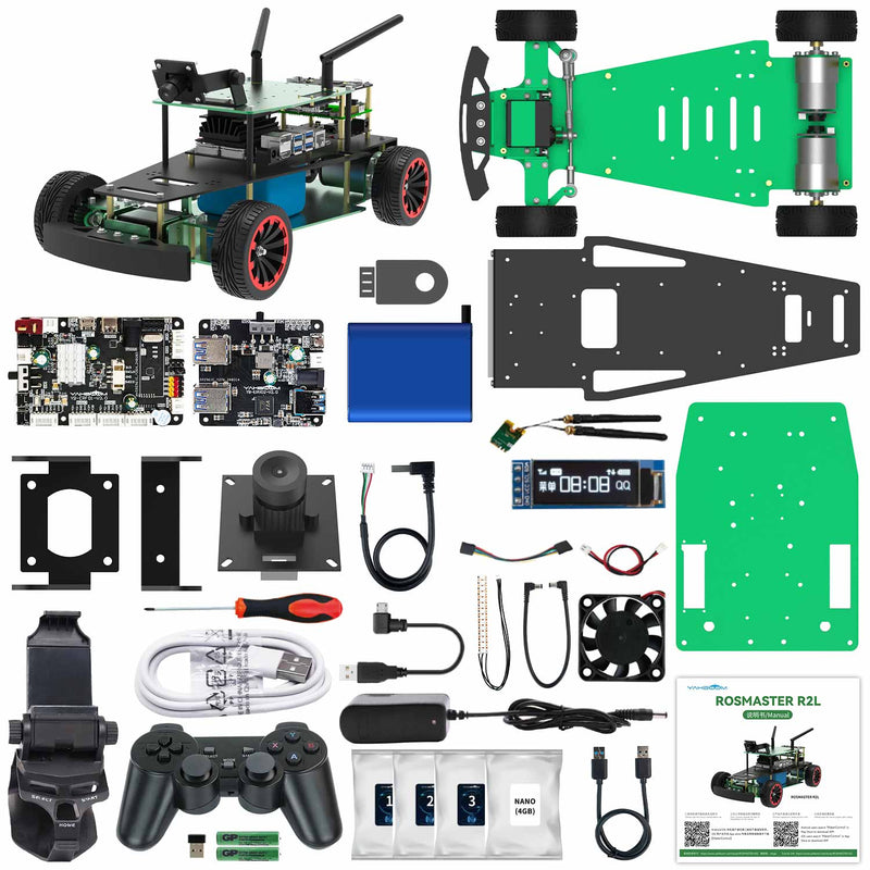 Robot ROSMASTER R2L ROS con estructura Ackermann para Jetson NANO de 4 GB (velocidad máxima: 1,8 m/s)