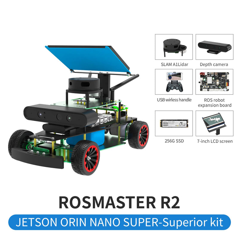 ROSMASTER R2 Jetson ORIN Nano SUPER Superior Kit without development board parts display: SLAM A1Lidar, depth camera, etc.