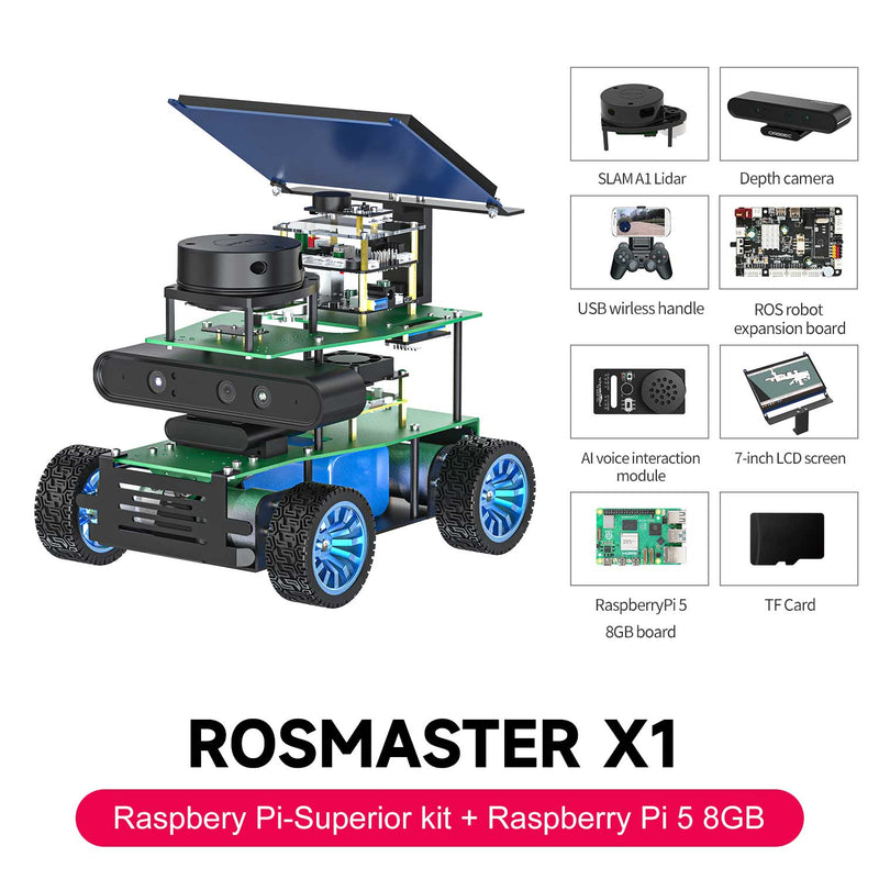 ROSMASTER X1 ROS AI voice interaction Robot for Jetson NANO 4GB/RaspberryPi 5