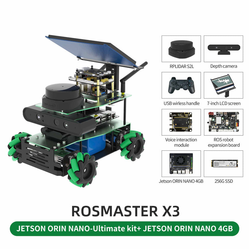 ROSMASTER X3 ROS2 Robot with Mecanum Wheel for Jetson NANO 4GB/Orin NANO/Orin NX/RaspberryPi 5