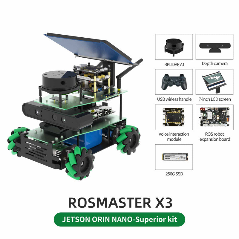 ROSMASTER X3 ROS2 Robot with Mecanum Wheel for Jetson NANO 4GB/Orin NANO/Orin NX/RaspberryPi 5