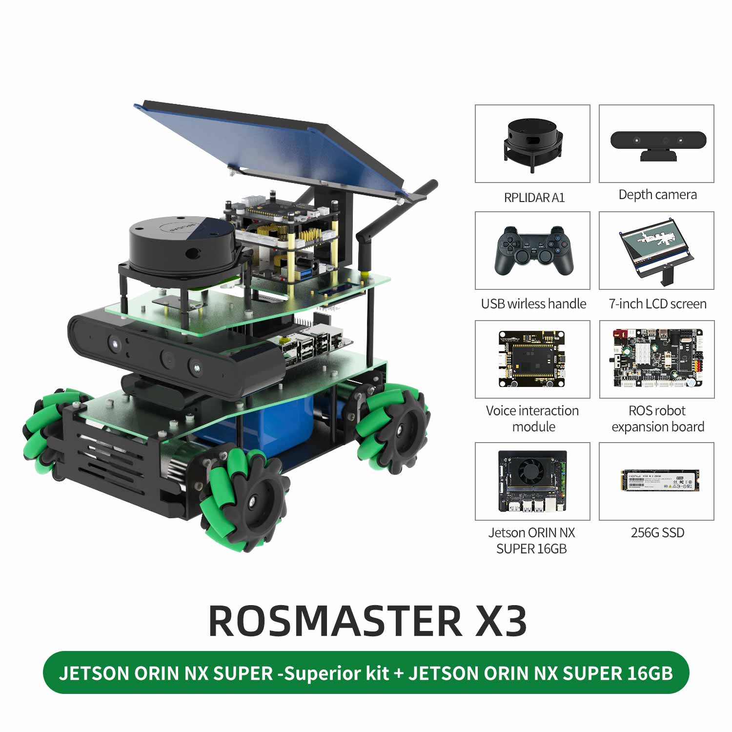 ROSMASTER X3 smart robotic car superior kit with Jetson Orin NX SUPER 16GB main control board