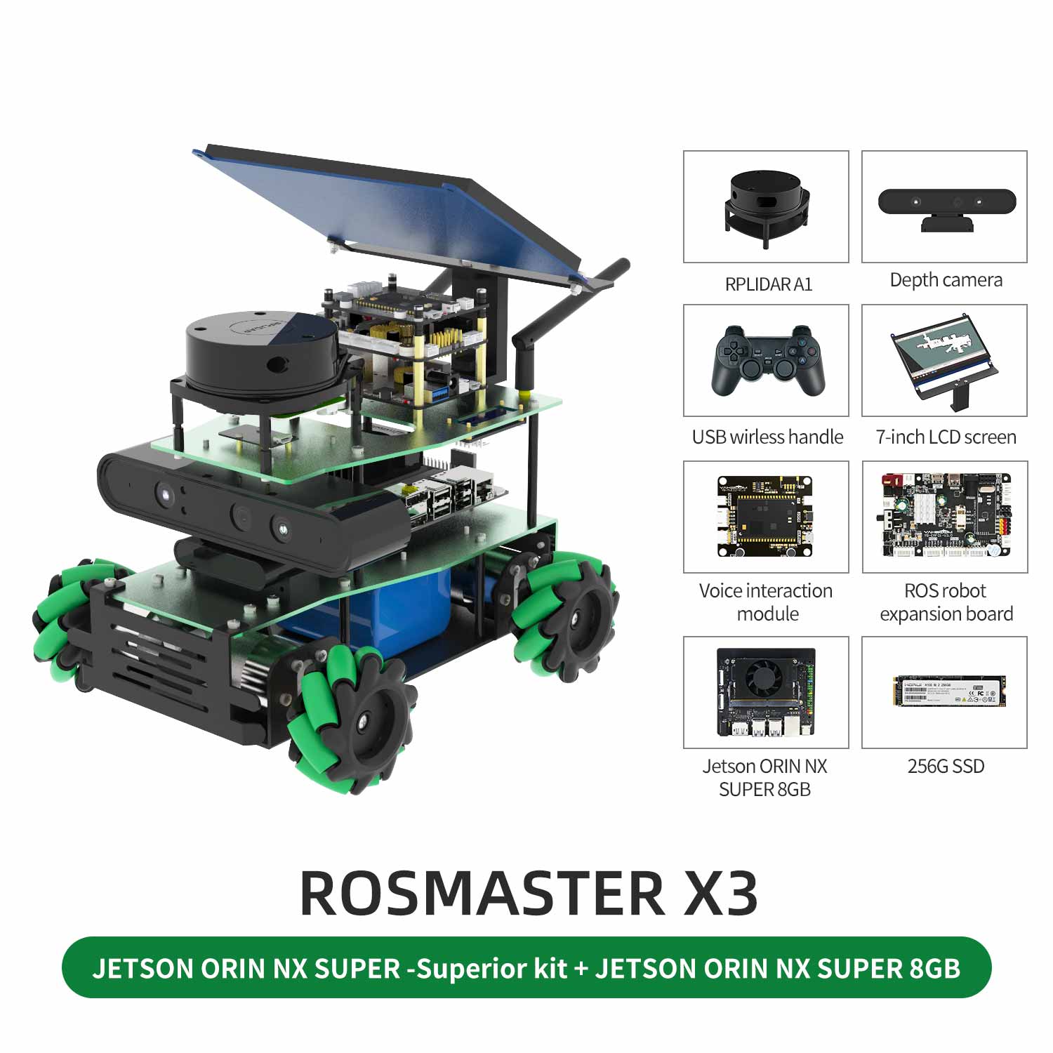 ROSMASTER X3 smart robotic car superior kit with Jetson Orin NX SUPER 8GB main control board