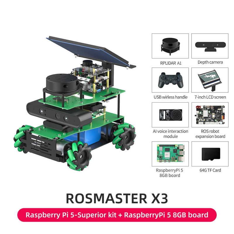 ROSMASTER X3 ROS2 AI voice interaction Robot with Mecanum Wheel for Jetson NANO 4GB/Orin NANO SUPER/Orin NX SUPER/RaspberryPi 5