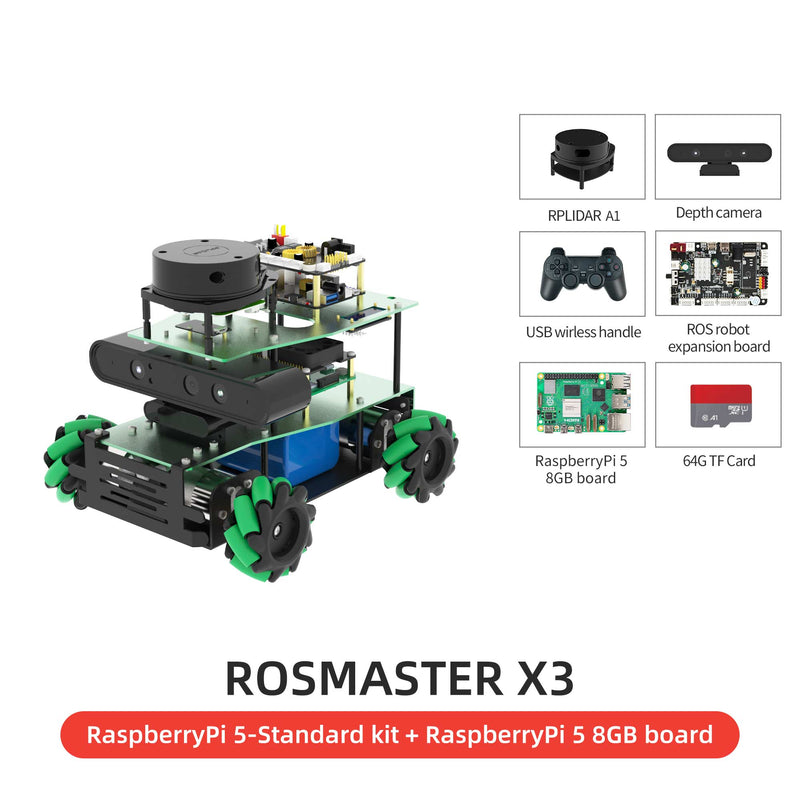 ROSMASTER X3 ROS2 Robot with Mecanum Wheel for Jetson NANO 4GB/Orin NANO/Orin NX/RaspberryPi 5
