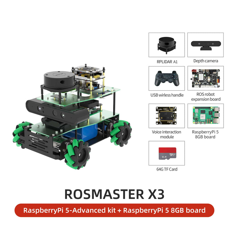 ROSMASTER X3 ROS2 Robot with Mecanum Wheel for Jetson NANO 4GB/Orin NANO/Orin NX/RaspberryPi 5