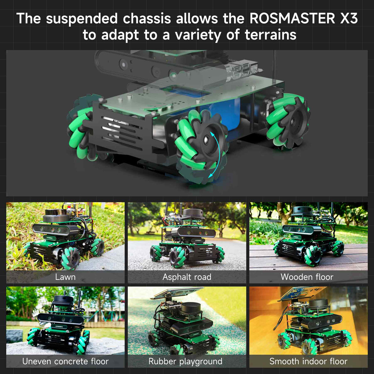 ROSMSTER X3 ROS2 Robot Car With Mecanum Wheel For RaspberryPi 5 Jetson
