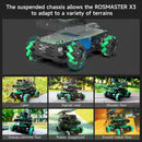 ROSMASTER X3 with suspended chassis to adapt to terrains: Lawn, concrete floor, asphalt road, rubber playground, smooth floor