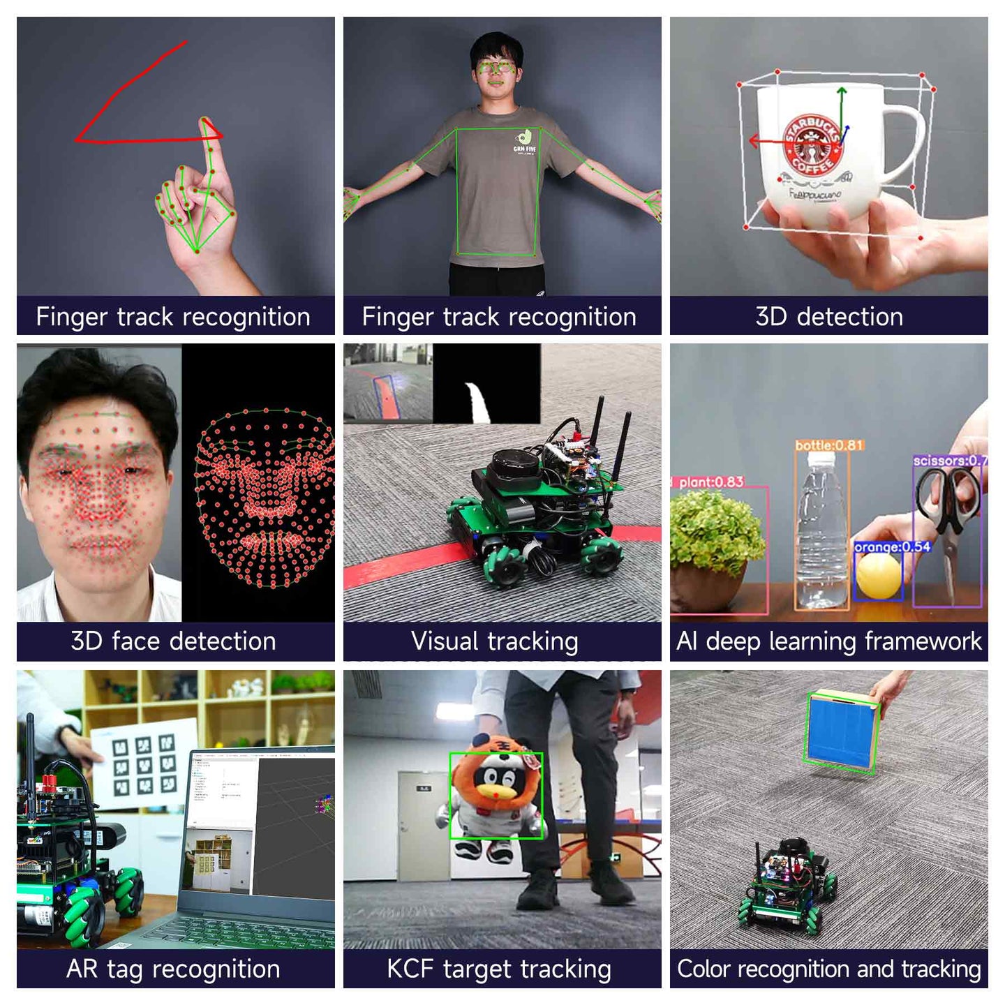 ROSMASTER X3 functions: MediaPipe realizes AI 3D detection, recognition, autopilot, deep learning, KCF target tracking