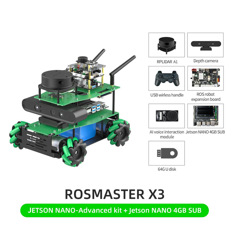 ROSMASTER X3 ROS2 AI voice interaction Robot with Mecanum Wheel for Jetson NANO 4GB/Orin NANO SUPER/Orin NX SUPER/RaspberryPi 5