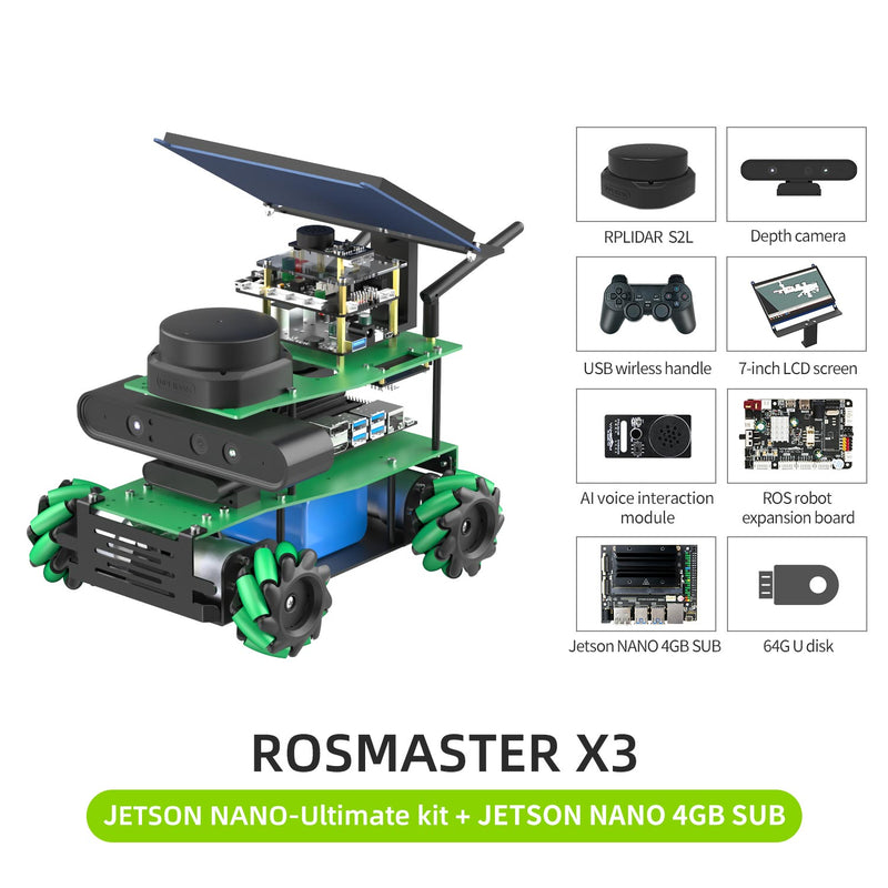 ROSMASTER X3 ROS2 AI voice interaction Robot with Mecanum Wheel for Jetson NANO 4GB/Orin NANO SUPER/Orin NX SUPER/RaspberryPi 5