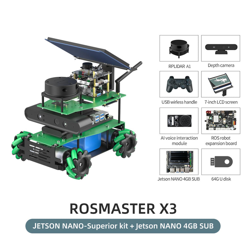 ROSMASTER X3 ROS2 AI voice interaction Robot with Mecanum Wheel for Jetson NANO 4GB/Orin NANO SUPER/Orin NX SUPER/RaspberryPi 5