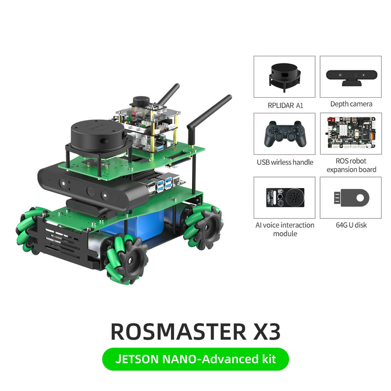 ROSMASTER X3 ROS2 AI voice interaction Robot with Mecanum Wheel for Jetson NANO 4GB/Orin NANO SUPER/Orin NX SUPER/RaspberryPi 5