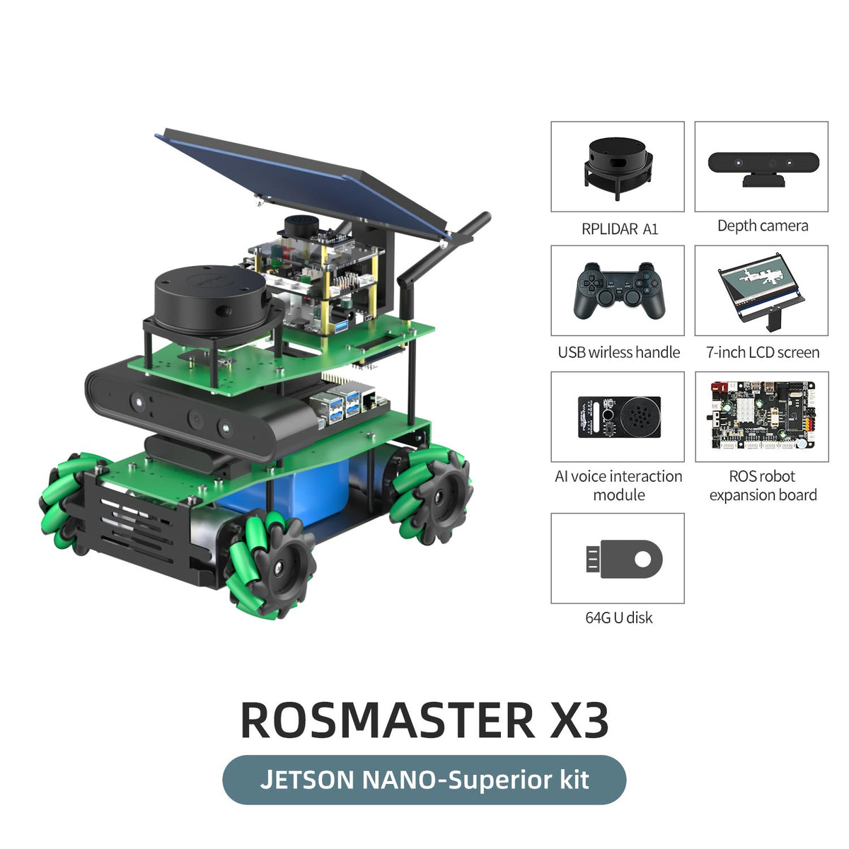 ROSMSTER X3 ROS2 Robot Car With Mecanum Wheel For RaspberryPi 5 Jetson