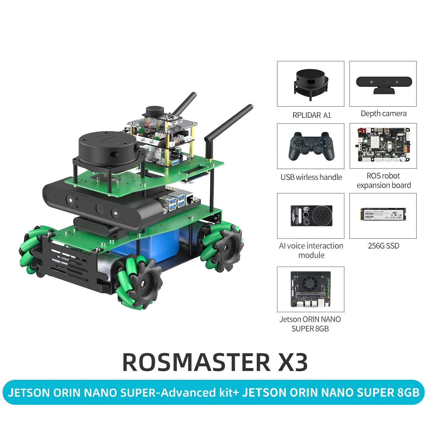 ROSMASTER X3 JETSON ORIN NANO SUPER-AdvanCed kit+ JETSON ORIN NANO SUPER 8GB
