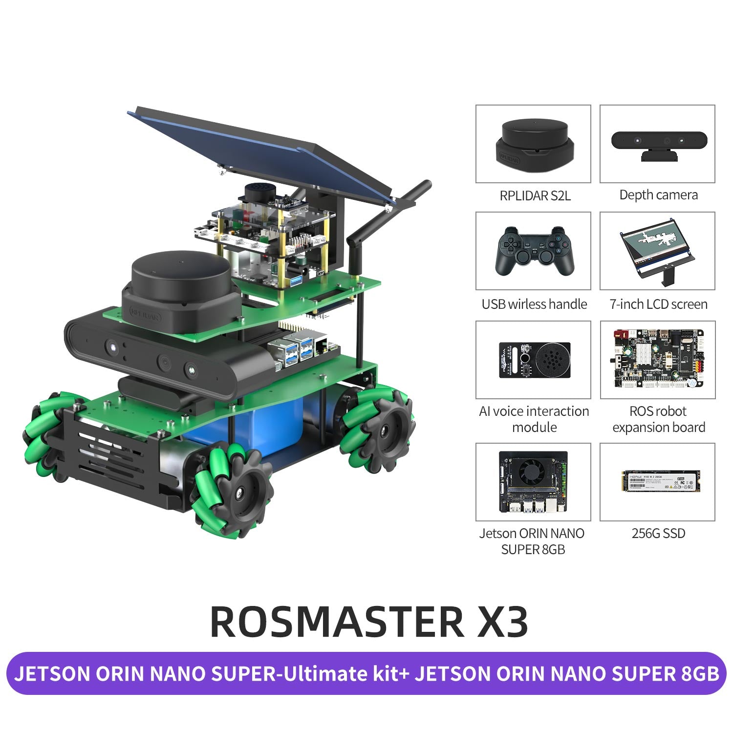 ROSMASTER X3 JETSON ORIN NANO SUPER-UItimate kit+ JETSON ORIN NANO SUPER 8GB