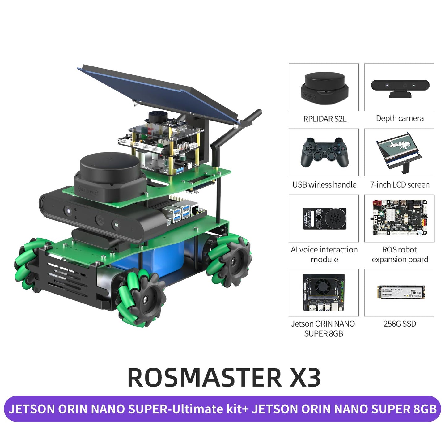 ROSMASTER X3 JETSON ORIN NANO SUPER-UItimate kit+ JETSON ORIN NANO SUPER 8GB