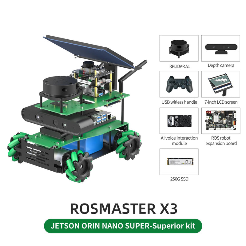 ROSMASTER X3 ROS2 AI voice interaction Robot with Mecanum Wheel for Jetson NANO 4GB/Orin NANO SUPER/Orin NX SUPER/RaspberryPi 5