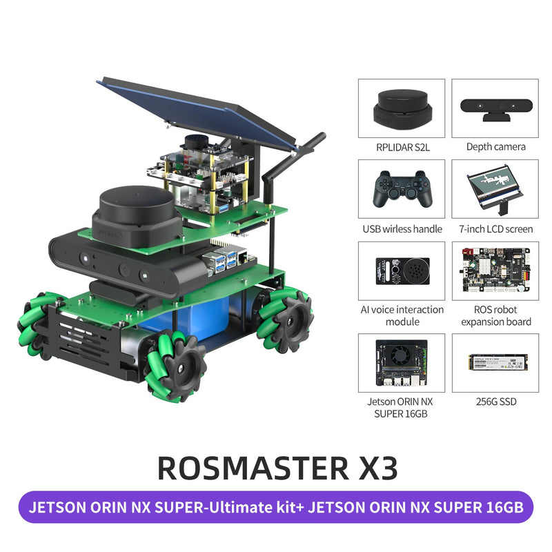 ROSMASTER X3 ROS2 AI voice interaction Robot with Mecanum Wheel for Jetson NANO 4GB/Orin NANO SUPER/Orin NX SUPER/RaspberryPi 5