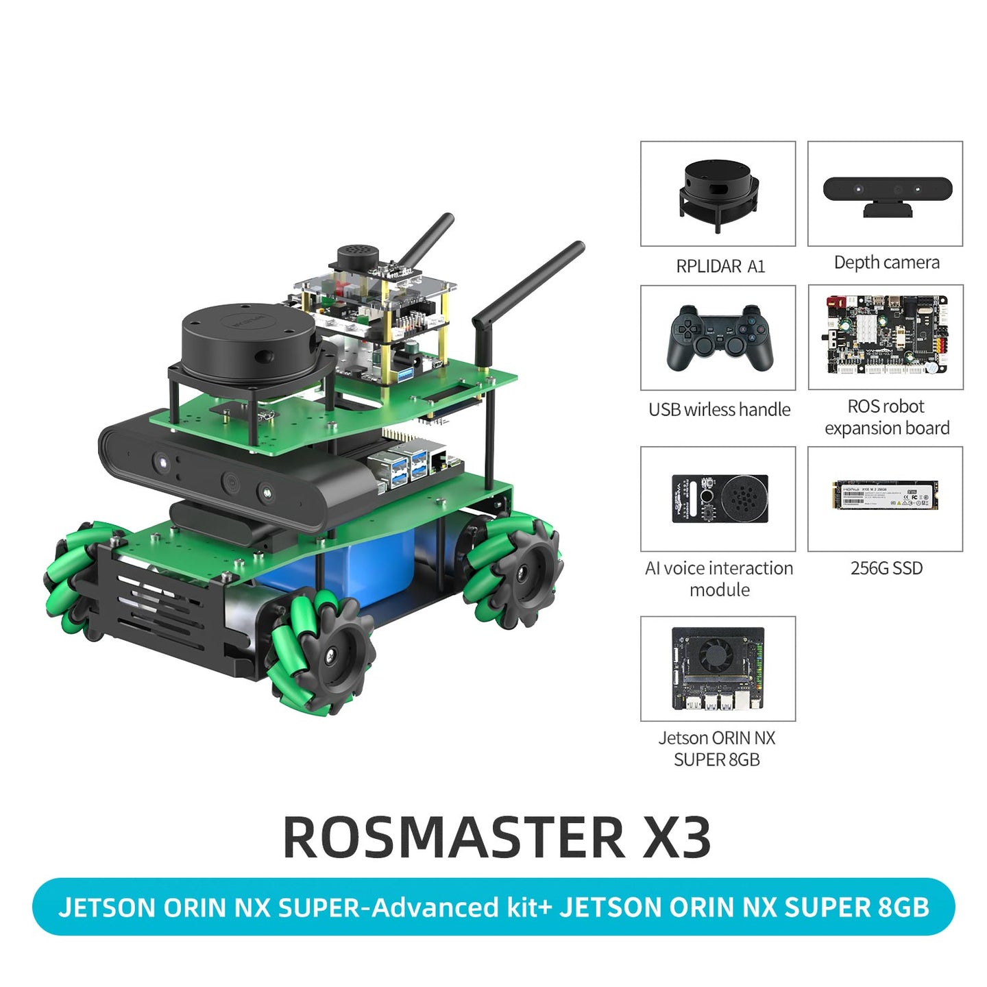 ROSMASTER X3 JETSON ORIN NX SUPER-Advanced kit+ JETSON ORIN NX SUPER 8GB